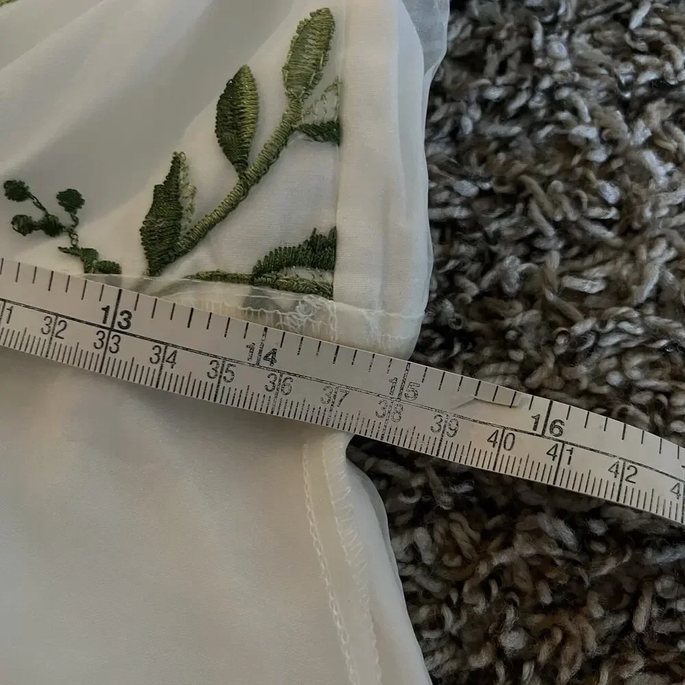 Foral Embroidery Mesh Dress Fairytale Cottage Core Fit M - Picture 8 of 8